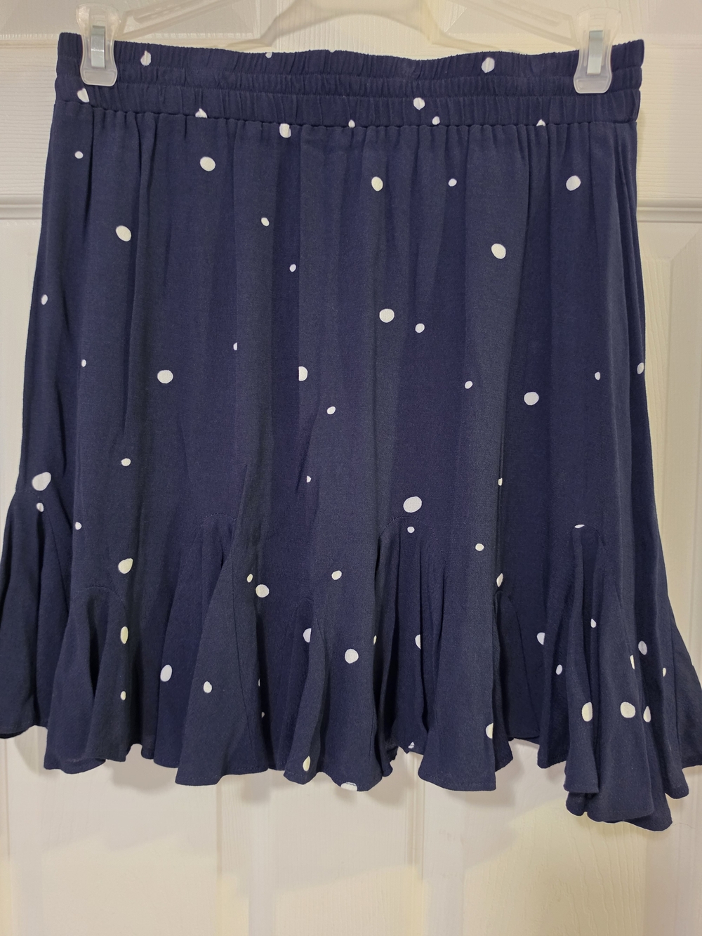 LOFT Navy and White Polka Dot Circle Skirt Size Medium